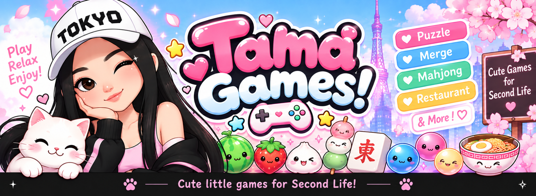 Tama Games: cute puzzle, merge, mahjong and restaurant games for Second Life